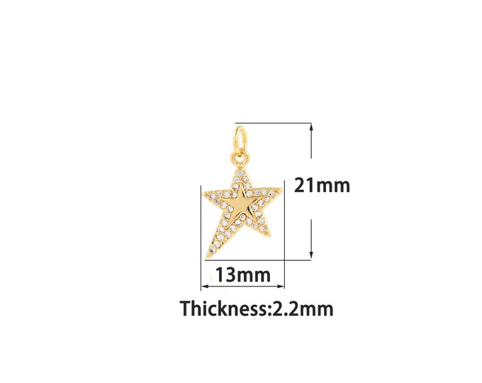 18K Gold Filled Star Pendant,Gold Dainty Star Charms,Simple pendant Bracelet Necklace for DIY Jewelry Making Supply