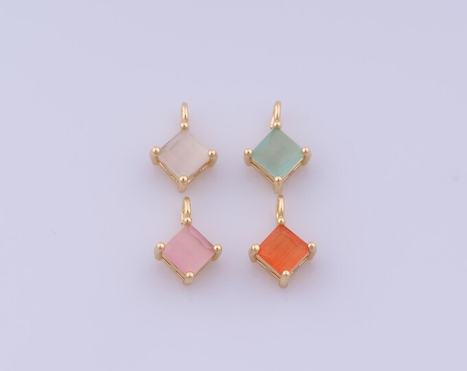 Square Pendant,18K Gold Filled Square Necklace, Micropavé CZ Square Pendant, DIY jewelry Making Accessories,11.3x8.2x4mm