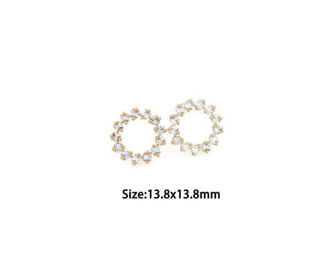 1 pair 18K Gold Filled Round Stud Earrings,Gold Dainty Round Stud Earrings,Simple Stud Earrings,Gift for Her