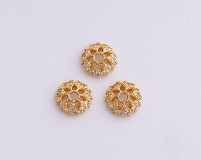 5 pcs 18K Gold Filled Flower Bead Caps,Flower Caps,Flower Bead Caps,Spacer Jewelry, DIY Jewelry Making,9.6x2.8mm