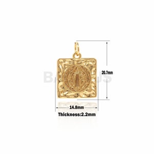 gold Saint Benedict Medal charm，Christian Catholic  Bracelet Accessories,Medallion  Pendant for  Jewelry Making 20.7x14.8x2.2 mm 1PCS