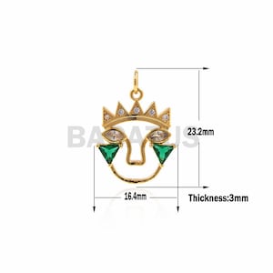 1個 キングクラウンネックレスペンダント、CZ ジュエリー製作用品 DIY ファインディング 23.2x16.4 x 3 mm