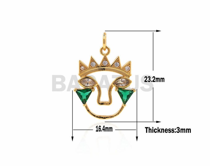 1pcs King crown necklace pendant,CZ ewelry Making Supply DIY Findings 23.2x16.4x3mm