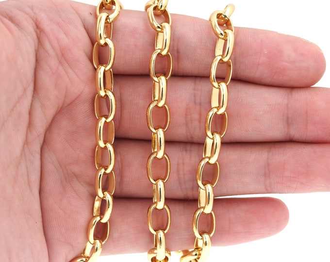 1 Meter,Layered Chain, Semi-Finished Necklace,  18K Gold Filled Round Chain, Welded Chain, Bracelet And Necklace Making Accessories,13X9.3mm