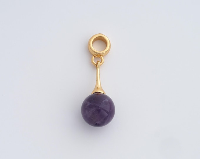 18K Gold Filled Ball Pendant,Natural Stone Ball Charms,DIY Jewelry Making,27.4x9.8mm