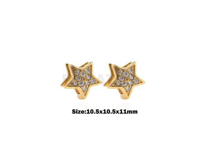 1Pair Micropave Polaris Stud Earrings Pentagram Earrings Celestial Jewelry Minimalist and Exquisite Stud Earrings Gift Ideas 10.5x10.5x11mm