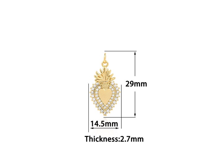 18K Gold Filled Heart Pendant,Gold Dainty Heart Pendant Charms,Simple pendant Bracelet Necklace for DIY Jewelry Making Supply