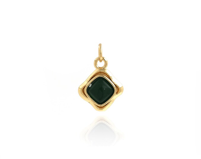 Single Zircon Square Pendant,18K Gold Fille Square Charm,Pendant Necklace,Zircon Pendant,DIY Jewelry Supplies,18.2x12x4.5mm