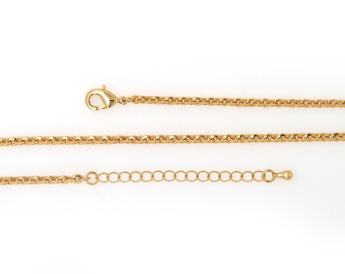 Round Necklace,18K Gold Filled Rolo Necklace,Lobster Clasp Necklace,Tail Chain Necklace,Chain Necklace,DIY Jewelry Supplies,44cm+5mm