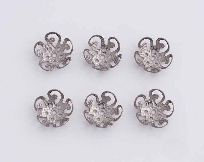 10pcs Stainless Steel Flower Beads Cap,Gold Flower Beads Cap, DIY Bracelet Necklace Earrings Jewelry Making,10.4x3.7mm