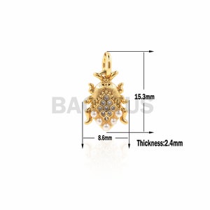 1pcs Frog charm, cubic zirconia animal bracelet necklace jewelry 15.3x8.6x2.4mm