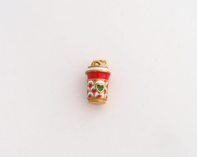 Stainless Steel Coffee Cup Pendant,Enamel Coffee Charms,Coffee Cup Charms for DIY Jewelry Making Supply,15x9x7.6mm