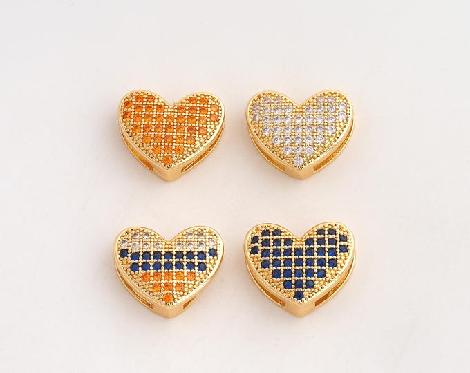 18K Gold Filled Heart Charm,Dainty Love Pendant,CZ Heart Pendant ,DIY Jewelry Supplies,17.2x13.7x5.4mm