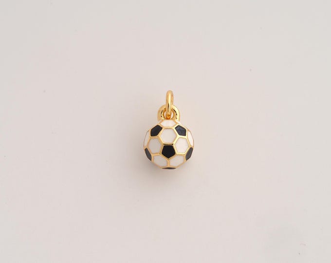 18K Gold Filled Football Charm,Dainty Enamel Sports Pendant,Soccer Pendant ,DIY Jewelry Supplies,13.7x8.2x8.2mm