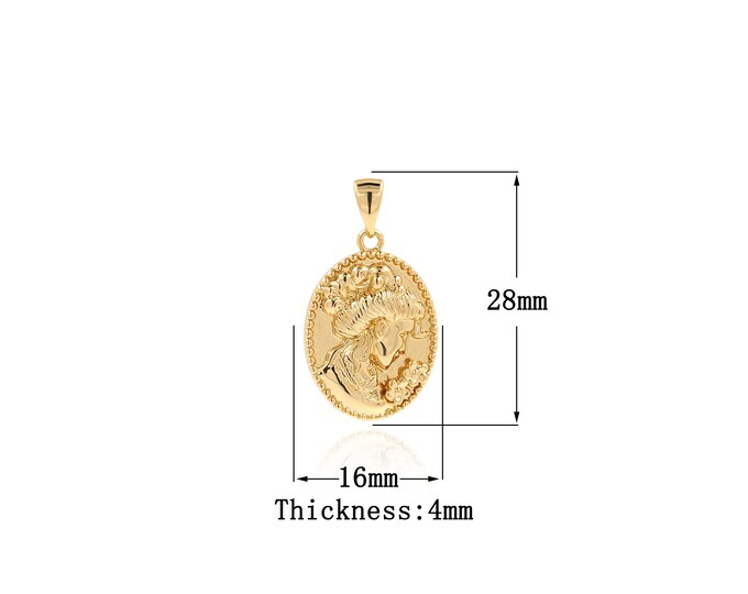 18K Gold Filled Mom Pendant, Gold Dainty Oval Charms,Simple pendant Bracelet Necklace for DIY Jewelry Making Supply