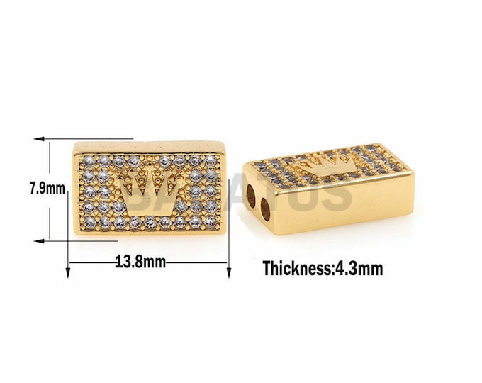 1pcs Crown Spacer Beads, Cubic Zirconia Crown Beads,Beading Suppliers 7.3x13.8x4.3mm