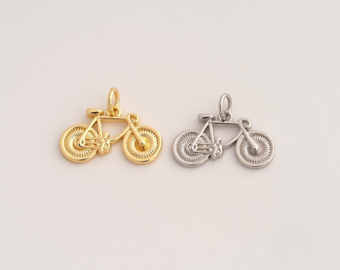 18K Gold Filled Bicycle Charm,Dainty Bicycle Pendant,Bicycle Pendant ,DIY Jewelry Supplies,14.7x18.8x2.5mm