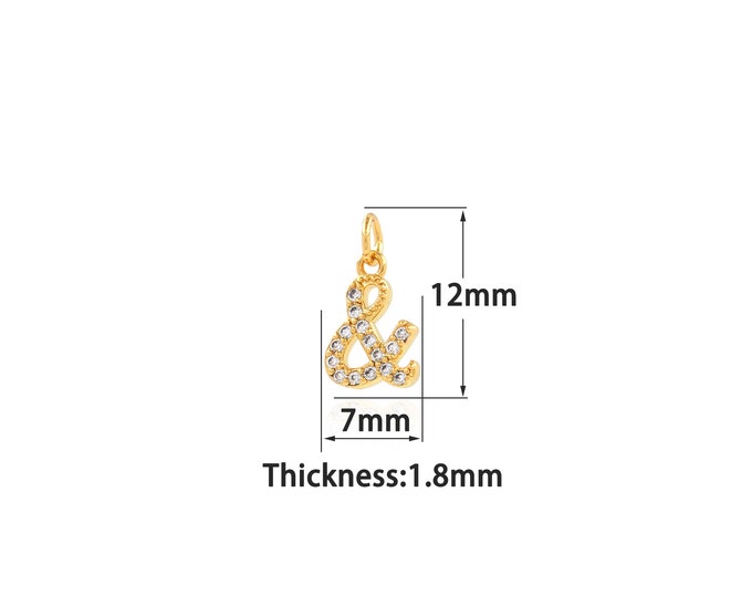 18K Gold Filled Ampersand Pendant,Gold Dainty Symbol Charms,Simple pendant Bracelet Necklace for DIY Jewelry Making Supply