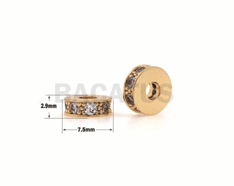 DIY Bracelet Necklace Accessories 9.5x7x7mm 18K Gold Filled Cylindrical Spacer Beads Hole4.3mm Micropavé CZ Cylindrical Beads DIY Bracelet Necklace Accessories 9.5x7x7mm 18K Gold Filled Cylindrical Spacer Beads Hole4.3mm Micropavé CZ Cylindrical Beads