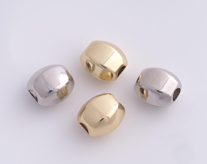 Square Spacer Beads,Bracelet Necklace Beads, 18K Gold Filled Stone Beads, DIY Jewelry Supplies, 13.8x12.7x10.6mm