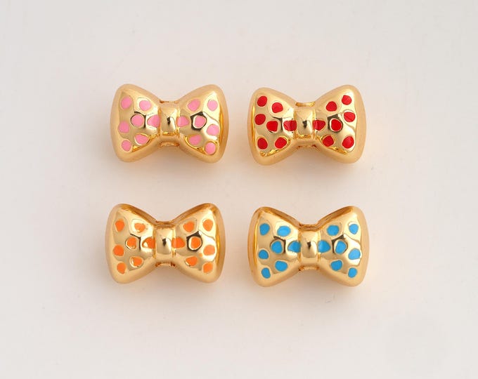 Gold Enamel Hourglass Beads, 18K Gold Filld Tube Beads,for Jewelry Making Supplies,15x9.7x9mm Hole 2.5mm