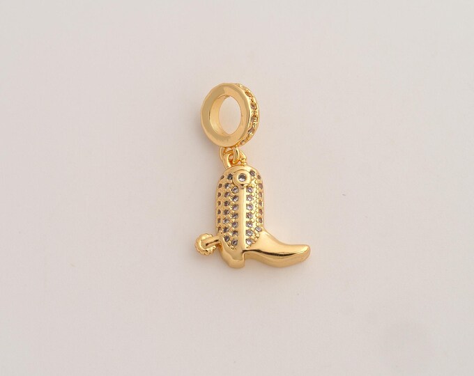 18K Gold Filled Cowboy Boot Charm,Dainty Cowboy Boot Pendant,CZ Cowboy Boot Pendant ,DIY Jewelry Supplies,24x14.4x3.2mm