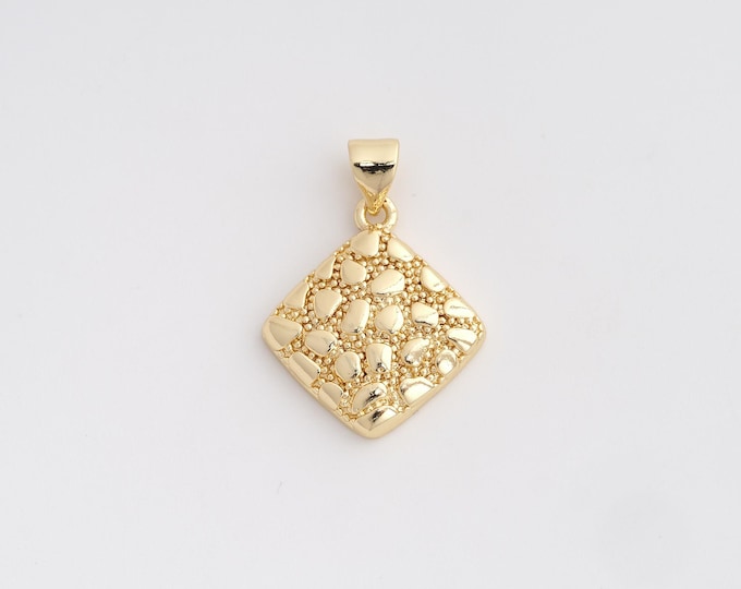18K Gold Filled Square Pendant,Square Pendant, Square Pendant, Jewelry Accessories 24.6x18x3.4mm