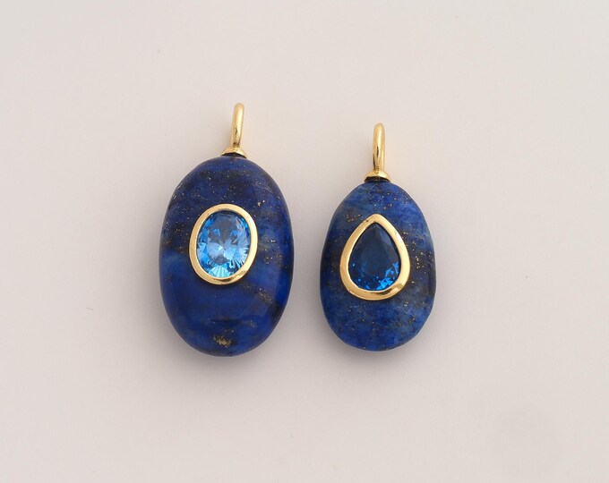 18K Gold Filled Natural Stone Charm,Dainty Energy Stone Pendant,Stone Pendant ,DIY Jewelry Supplies,Big 29.8x15x8.6mm Small 26.6x13x8mm