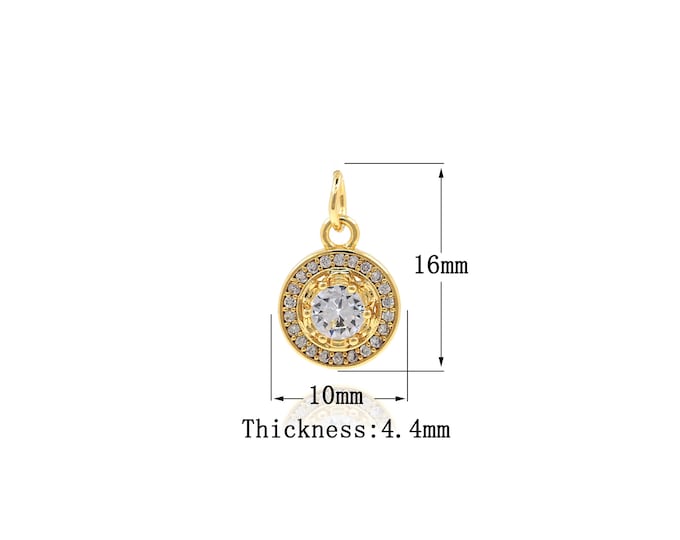 18K Gold Filled Round pendant,Gold Dainty Round Charms,Round Charm Bracelet Necklace for DIY Jewelry Making Supply