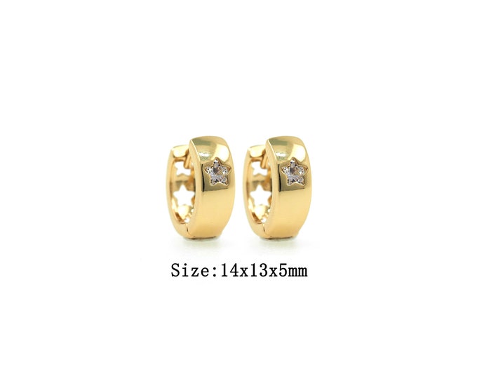 1pair 18K Gold Filling Star Earring,Gold Dainty Round Earring,Simple Earrings,Gift for Her