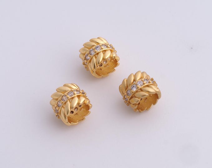 18K Gold Filled Round Spacer Beads,Gold Tube Beads, Round Beads DIY Bracelet Necklace Earrings Jewelry Making,8.3x7mm