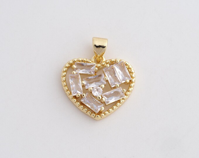 18K Gold Filled Heart Pendant,Gold Dainty Heart Charms,Heart Charm Bracelet Necklace for DIY Jewelry Making Supply,20.5x17.7x4.8mm