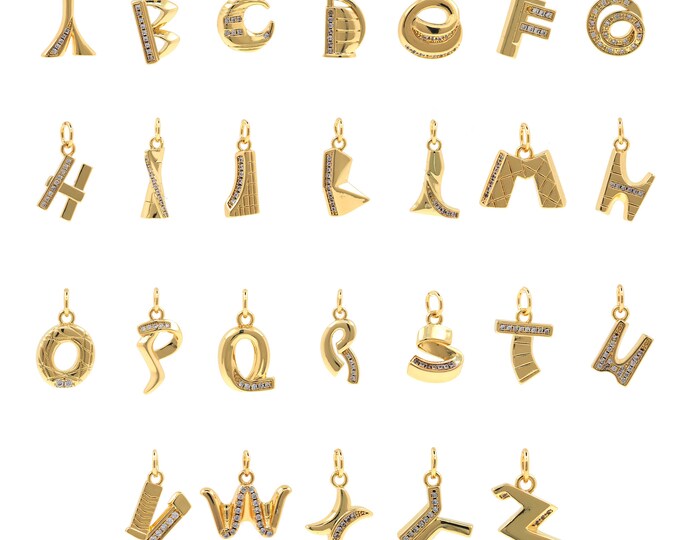 18K Gold Filledl Letter pendant,Gold Dainty Letter Charms,Letter Charm Bracelet Necklace for DIY Jewelry Making Supply
