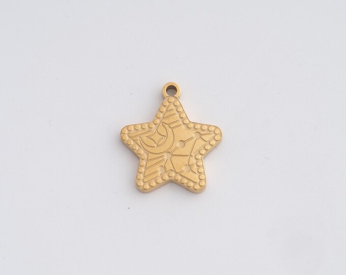 Stainless Steel Star Pendant,Celestial Charms,Starburst Charm Bracelet Necklace for DIY Jewelry Making Supply,16.6x15x1.6mm