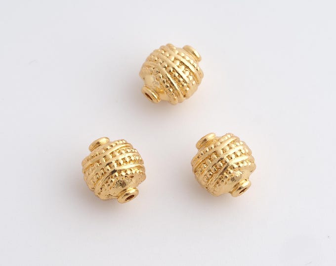 18K Gold Filled Round Spacer Beads,Micropave CZ Round Beads, Ball Beads DIY Bracelet Necklace Earrings Jewelry Making,9.8x8.4mm