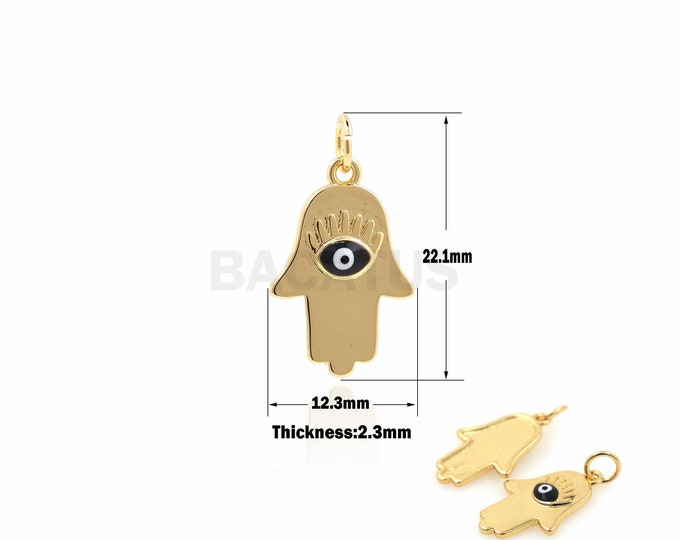 1PCS,Eye Necklace, Hand Of Fatima Pendant, Hamsa Necklace,Eye Charm, Suitable For Jewelry Making Supplies 22.1x12.3x2.3mm