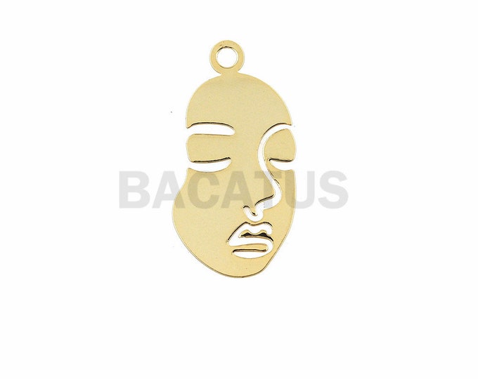 Brass ornaments, face ornaments, original brass jewelry discovery, ethnic mask ornaments, face-shaped earrings 1pcs