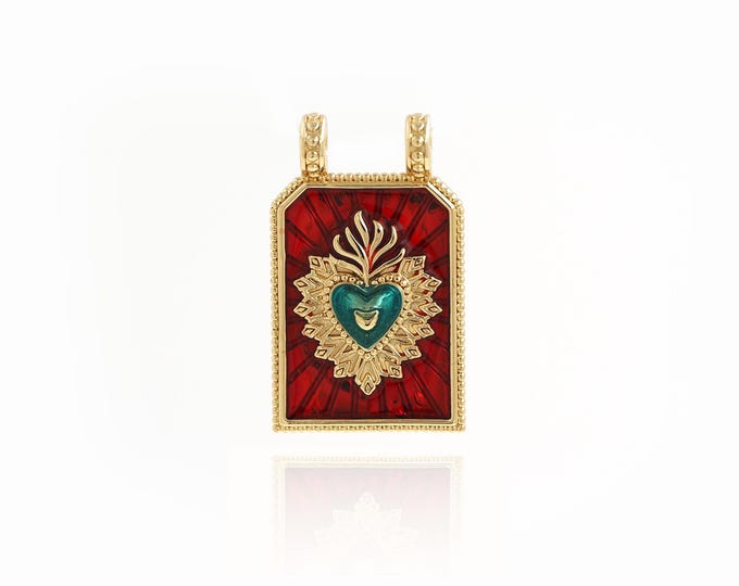 Square Pendant,Enamel Charms,18K Gold Filled Heart Charm,Rectangular Necklace,Love Necklace,DIY Jewelry Supplies,28.8x17.3x3.3mm