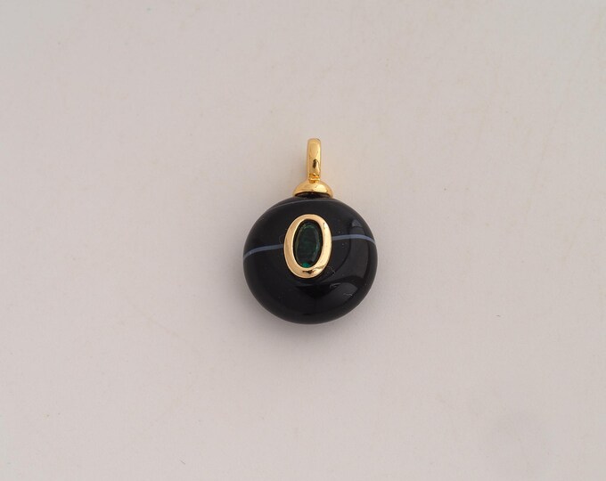 18K Gold Filled Natural Stone Charm,Dainty Energy Stone Pendant,Round Stone Pendant ,DIY Jewelry Supplies,18.8x13x7.5mm