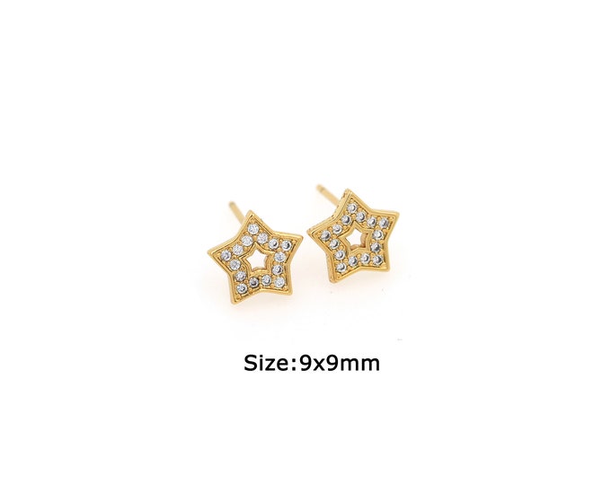 1 pair 18K Gold Filled Star Stud Earrings,Gold Dainty Star Stud Earrings,Simple Stud Earrings,Gift for Her