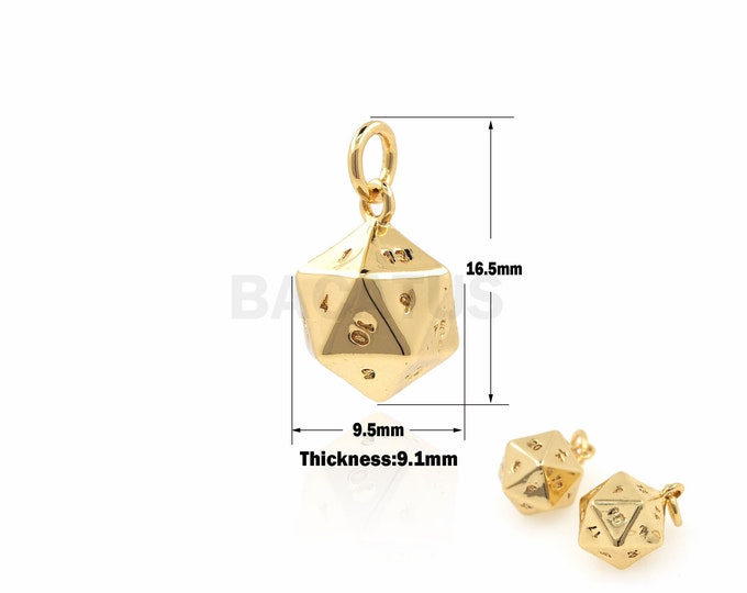 1PCS Dice Pendant, Polyhedron Pendant, Metal Dice Necklace, Dice Pendant, Suitable For Jewelry Making Supplies 16.5×9.5×9.1mm