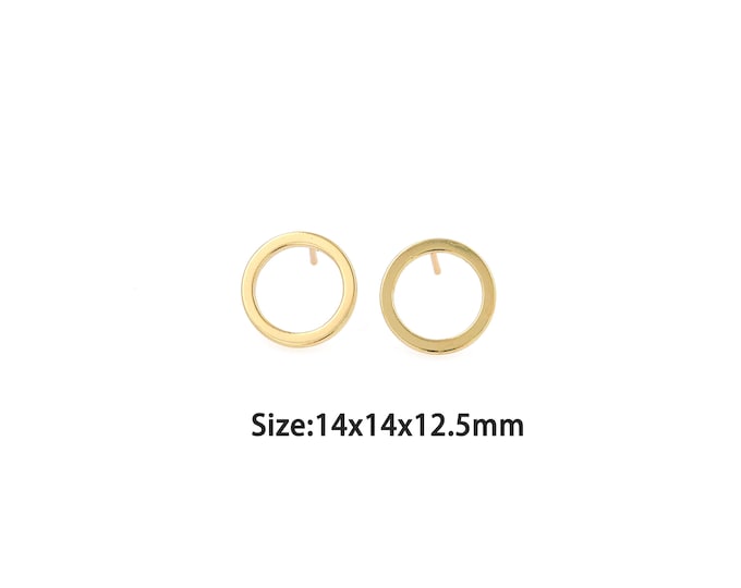 1pair 18K Gold Filling Round Stud Earrings,Gold Round Stud Earring,Simple Stud Earrings,Gift for Her