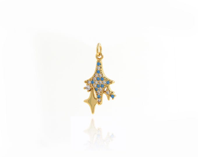 Polaris Charm, 18K Gold Filled Star Pendant, Micro Pave CZ Polaris Pendant, DIY Jewelry Supplies,26x11.5x2.7mm
