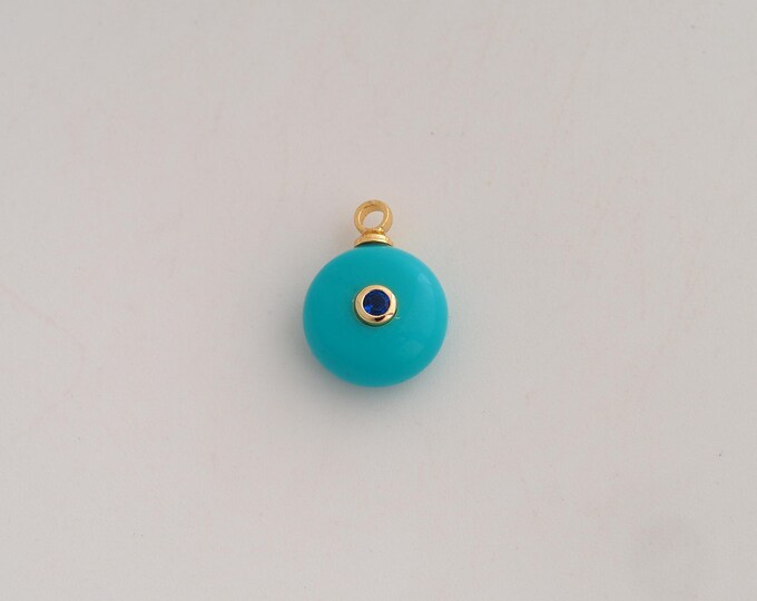 18K Gold Filled Natural Stone Charm,Dainty Energy Stone Pendant,Round Stone Pendant ,DIY Jewelry Supplies,13.7x9.8x5.7mm