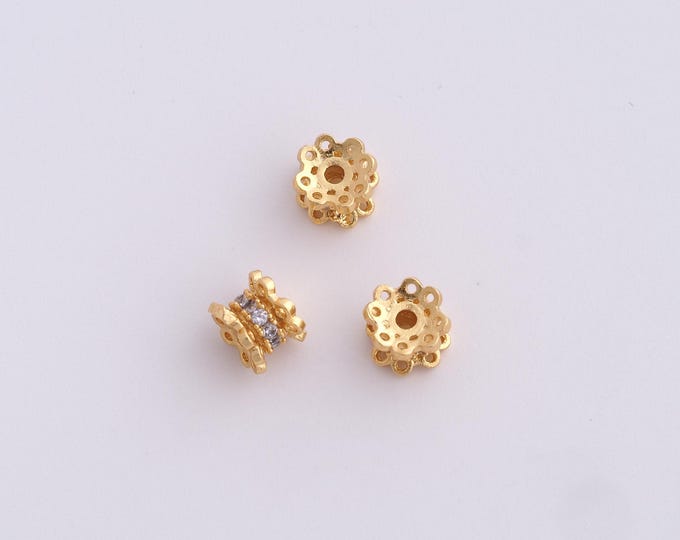 18K Gold Filled Flower Spacer Beads,Gold Tube Beads, Flower Beads DIY Bracelet Necklace Earrings Jewelry Making,6x4.4mm