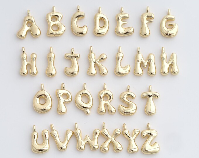 Initial Pendant,18K Gold Filled Letter Necklace, Alphabet Pendant, DIY jewelry Making Accessories,16.7x13.8x4mm