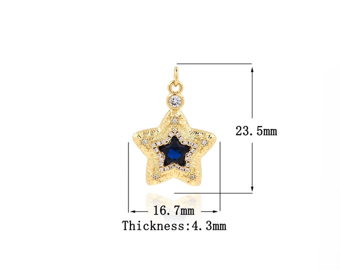 18K Gold Filled Star pendant,Gold Dainty Star Charms,Star Charm Bracelet Necklace for DIY Jewelry Making Supply