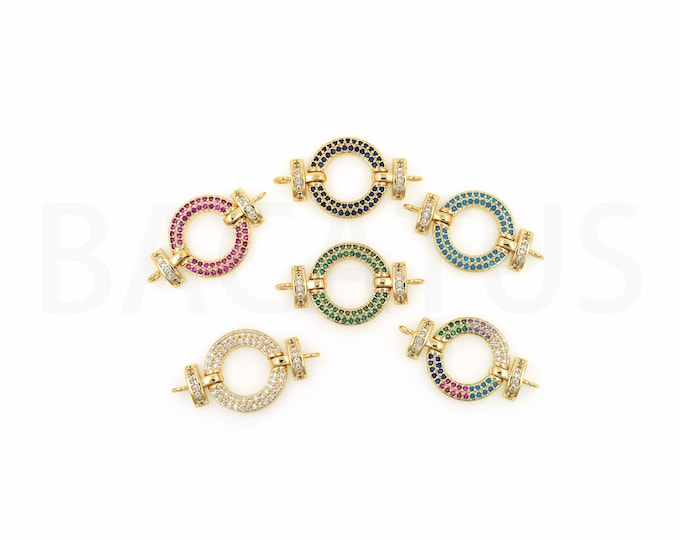 18K Gold Filled Round Connector,Gold Dainty CZ Round Connector,Round Connector Bracelet Necklace for DIY Jewelry Making Supply