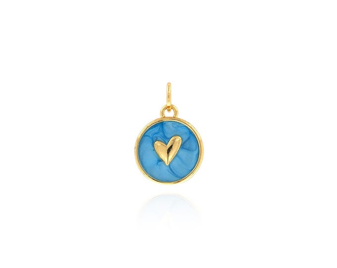 18K Gold Filled Heart pendant,Enamel Heart Charms,Simple pendant Bracelet Necklace for DIY Jewelry Making Supply,17x12x2.3mm