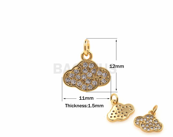 1PCS 18K Filled Gold Cloud Necklace White Cloud Pendant Suitable For Bracelets Necklaces Jewelry Making Supplies Cubic Zirconia 12x11x1.5mm